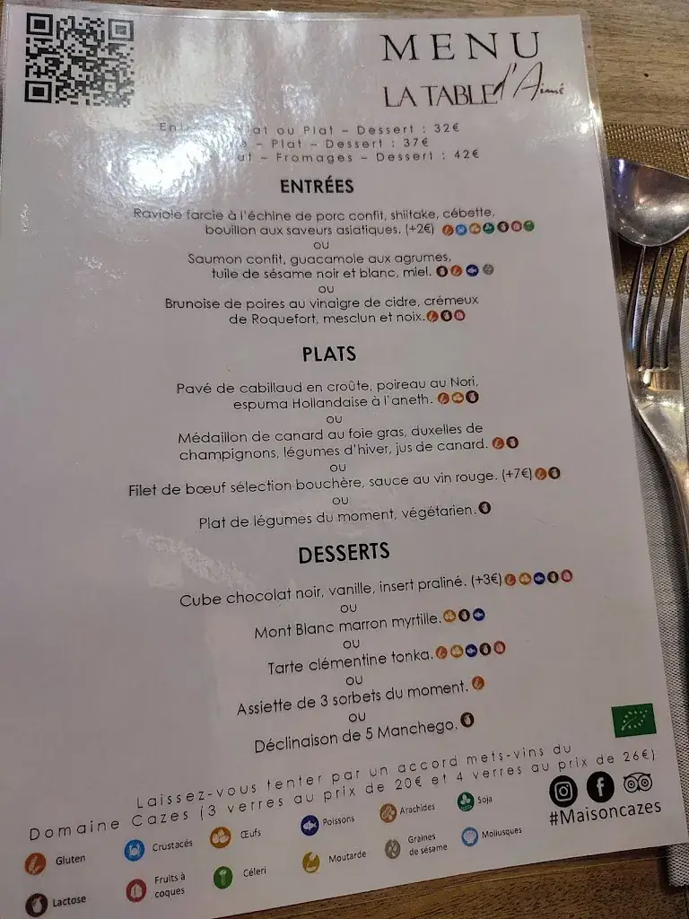 Menu_La Table D'Aimé_Rivesaltes_image_4