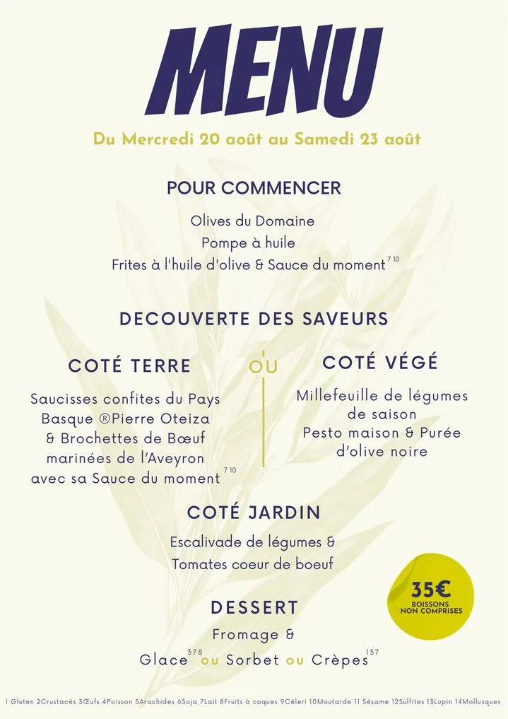 Menu_Domaine l'Oulivie : Restaurant et Producteur d'huiles d'olive_Combaillaux_image_3