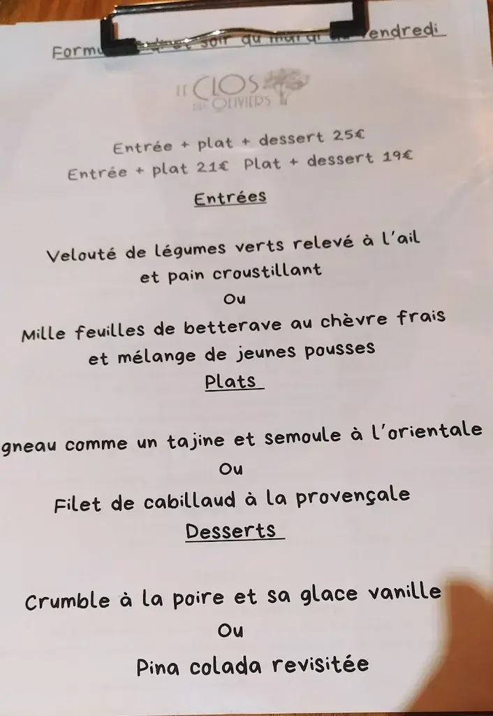 Menu_Clos des Oliviers - Restaurant - Guinguette - Séminaires_Saint-Gély-du-Fesc_image_3