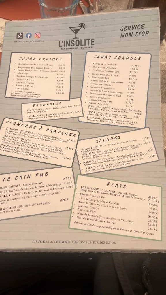 Menu_L'Insolite Brasserie Glacier en bord de mer de Collioure_Collioure_image_3