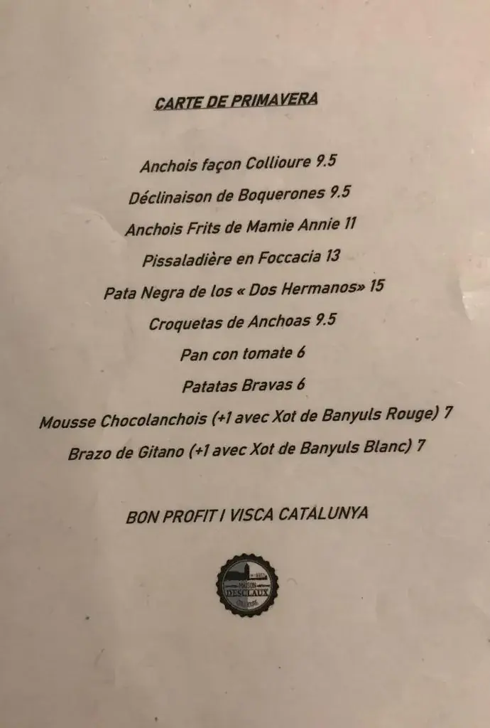 Menu_Bar à Anchois - Anchois Desclaux_Collioure_image_1