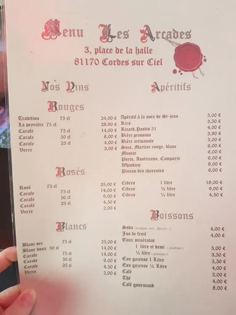 Menu_Sarl les Arcades Isabelle_Cordes-sur-Ciel_image_3