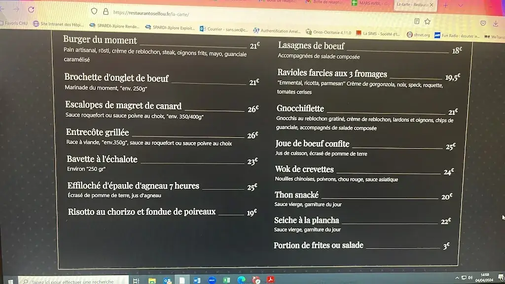 Menu_O Sel Fou_Colomiers_image_1