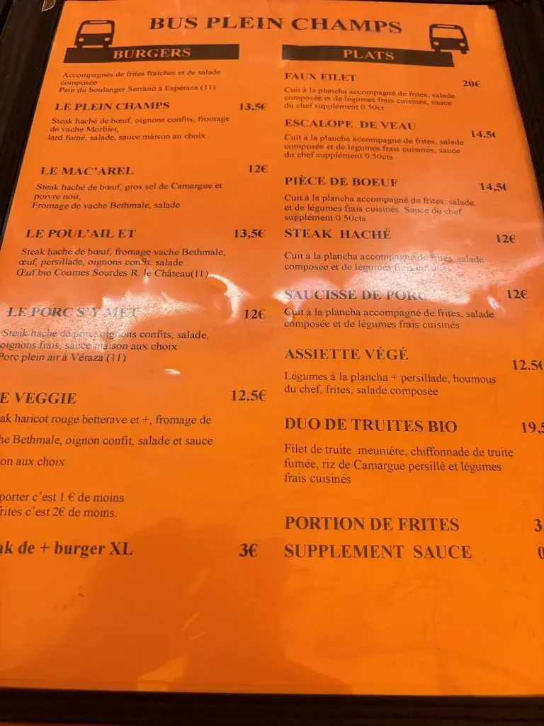 Menü_Bus restaurant Plein champs_Couiza_Bild_1