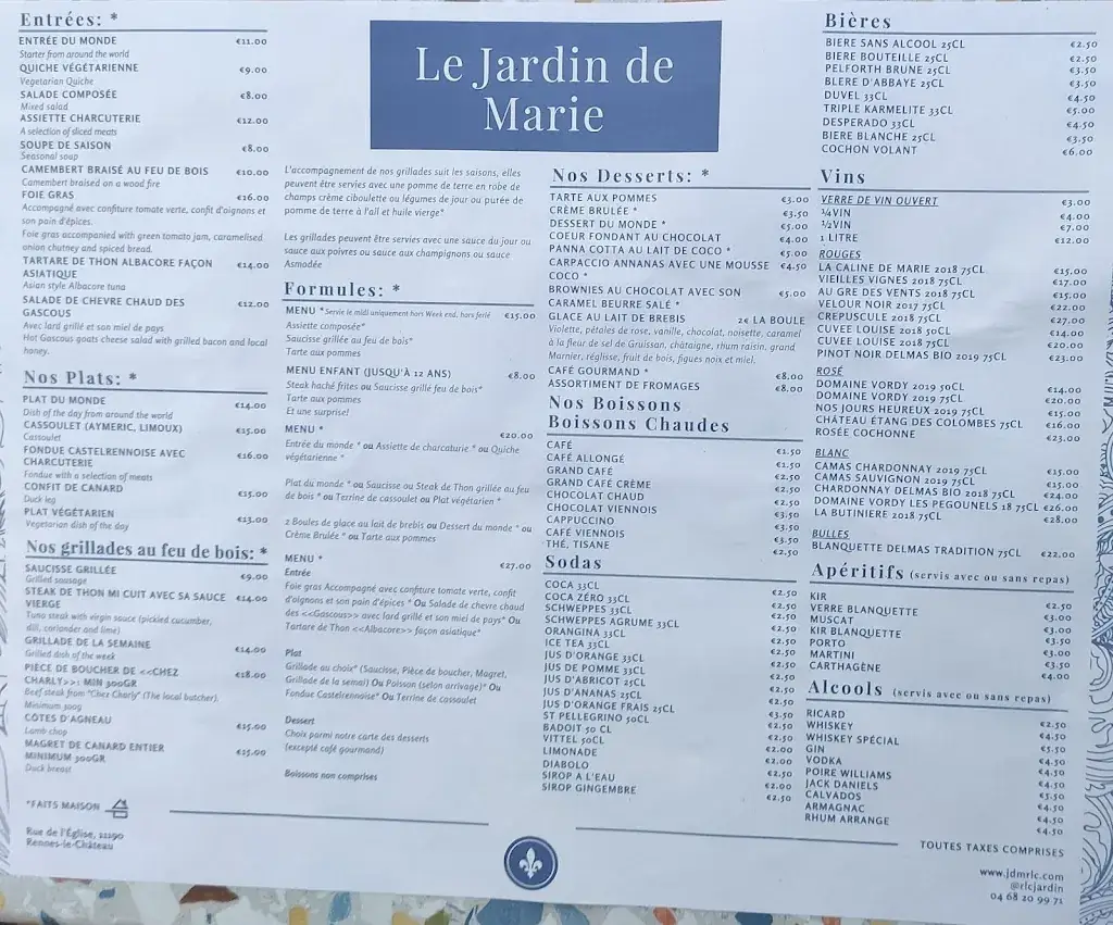 Menu_Le Jardin de Marie_Rennes-le-Château_image_1