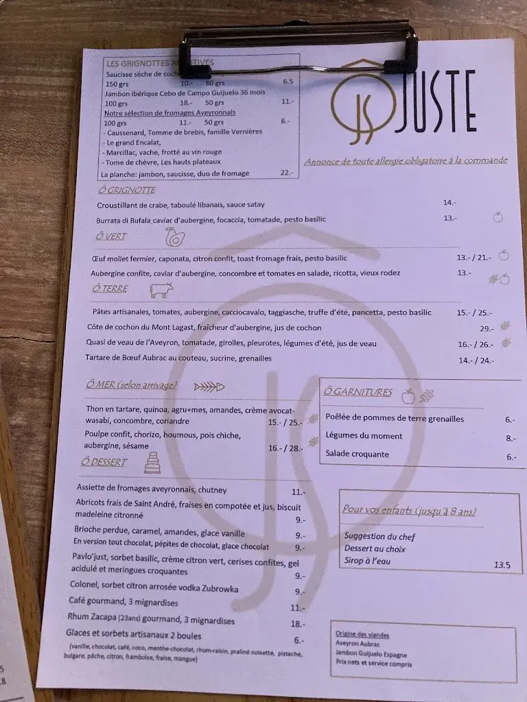 Menu_Restaurant Ô Juste_Narbonne_image_2