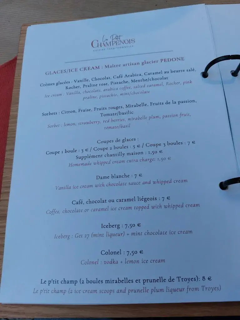 Menu_Restaurant le Petit Champenois_Lusigny-sur-Barse_image_1