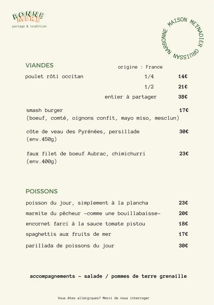 Menu_Restaurant Bonne Mère Narbonne_Narbonne_image_3