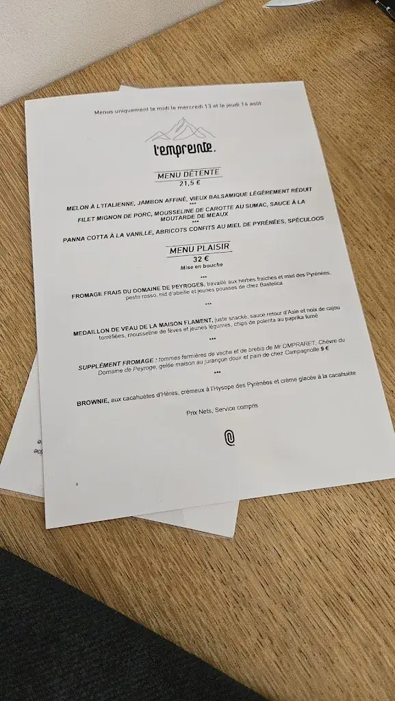 Menu_L'empreinte Tarbes_Tarbes_image_1