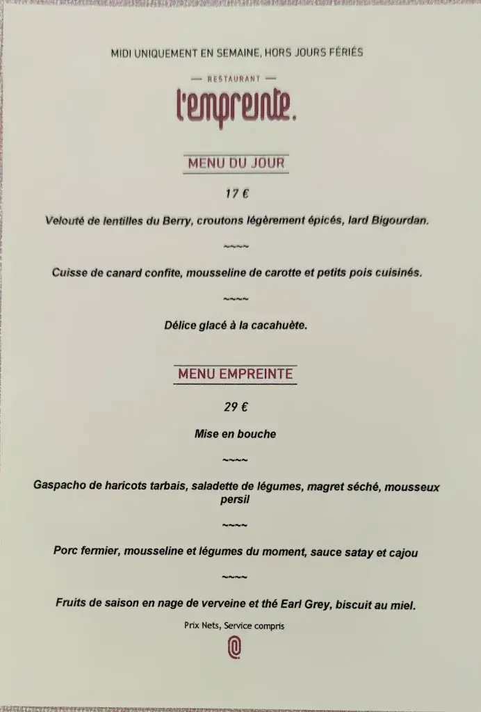 Menu_L'empreinte Tarbes_Tarbes_image_3
