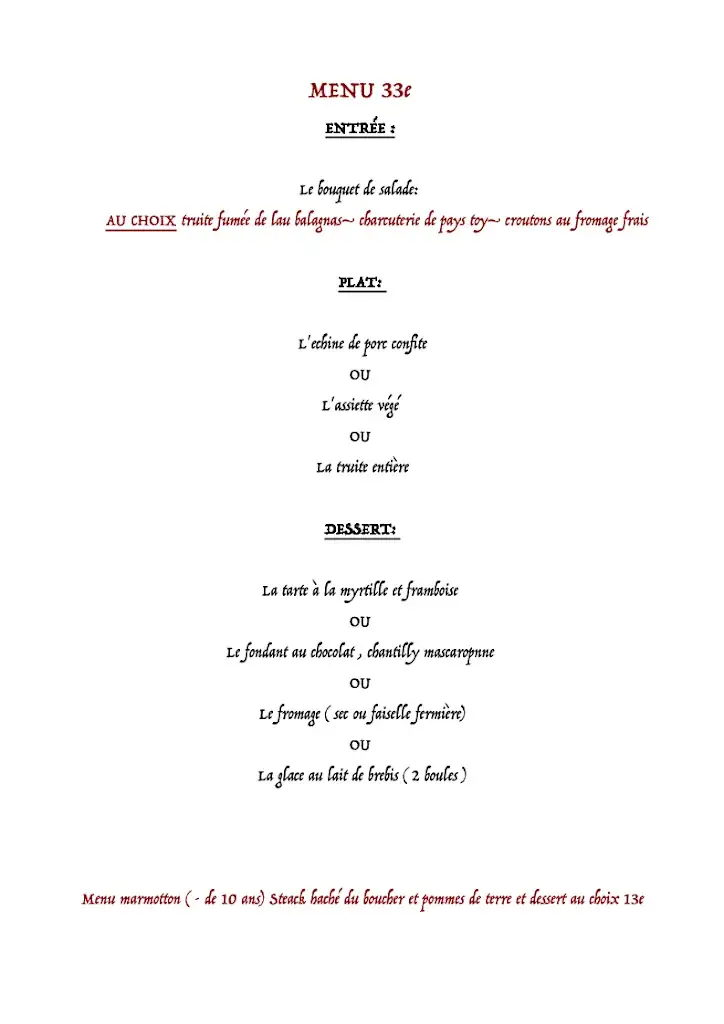 Menu_Chez Louisette - Auberge du Lienz_Barèges_image_1
