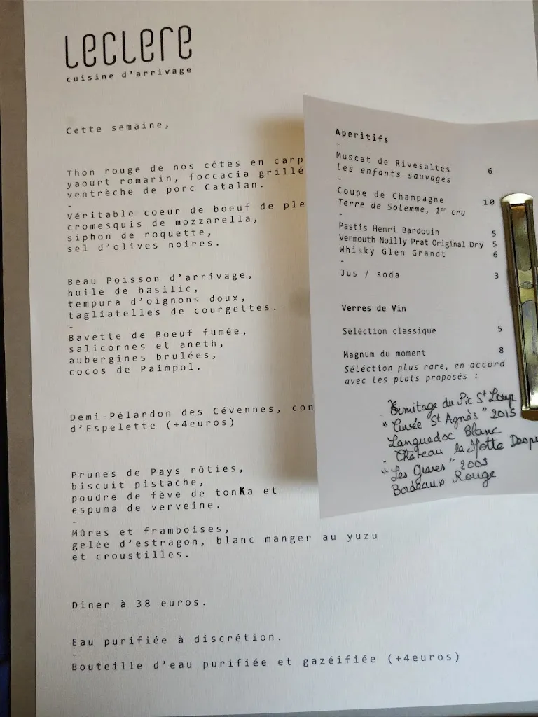 Menu_Restaurant Leclère, Cuisine d’arrivage._Montpellier_image_4