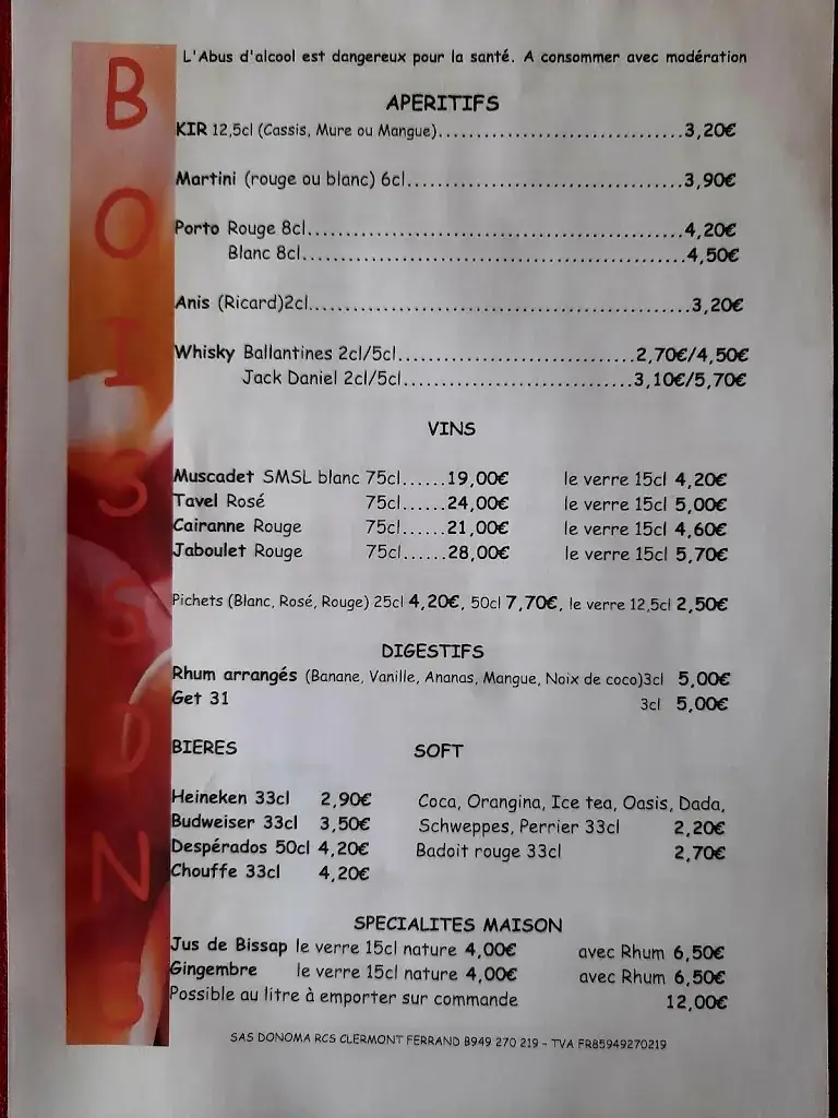 Menu_Pizzeria - Restaurant L'Escale_Arlanc_image_1