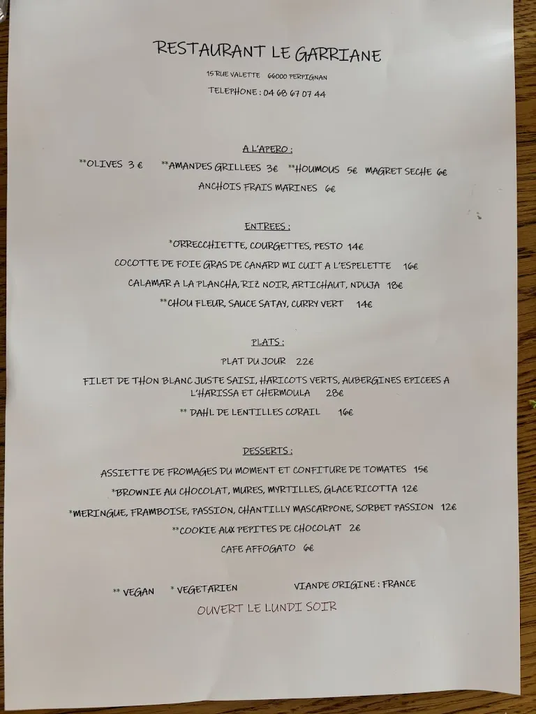 Menu_Le Garriane_Perpignan_image_3