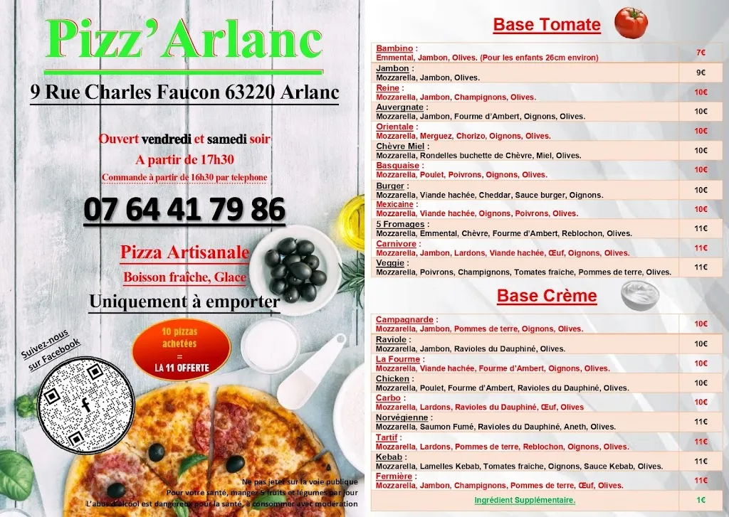 Menu_Pizzeria Pizz'Arlanc_Arlanc_image_1