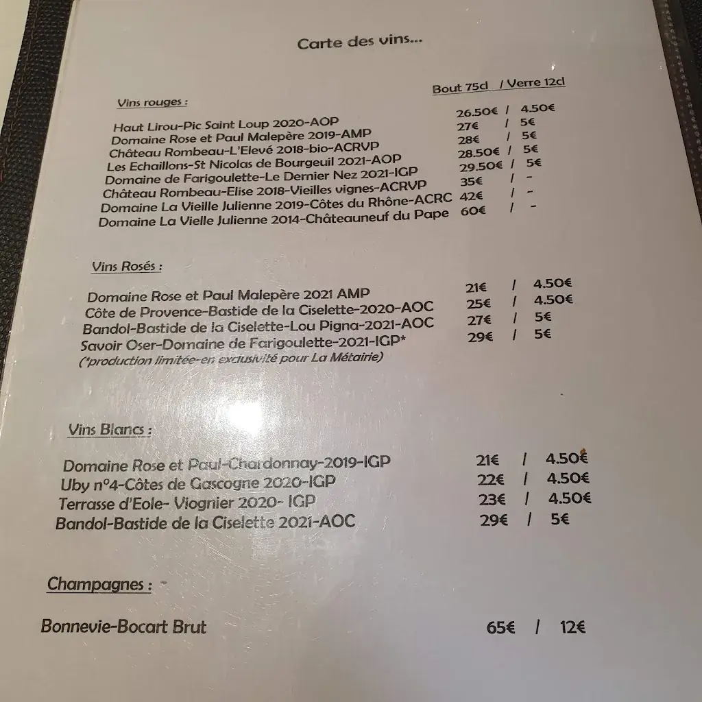 Menu_LA METAIRIE ESCALQUENS_Escalquens_image_1