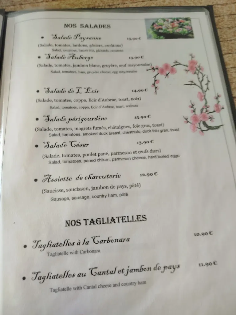 Menu_L'Auberge Fleurie_Nayrac_image_2