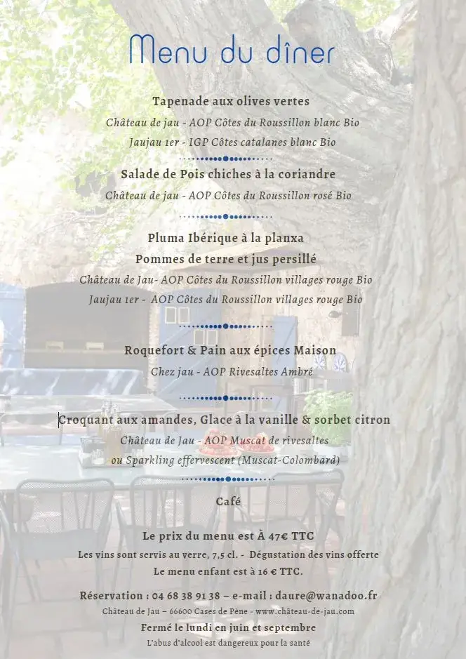 Menü_Château de Jau - Le Grill_Cases-de-Pène_Bild_1