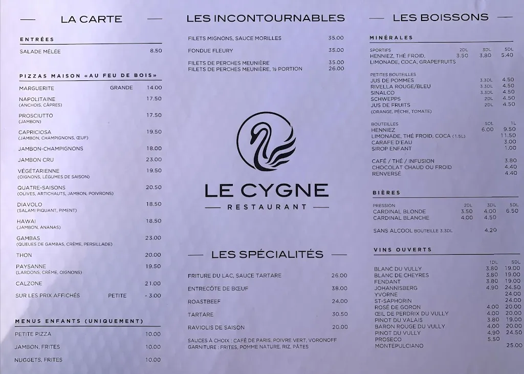 Menu_Restaurant Le Cygne_Gletterens_immagine_1
