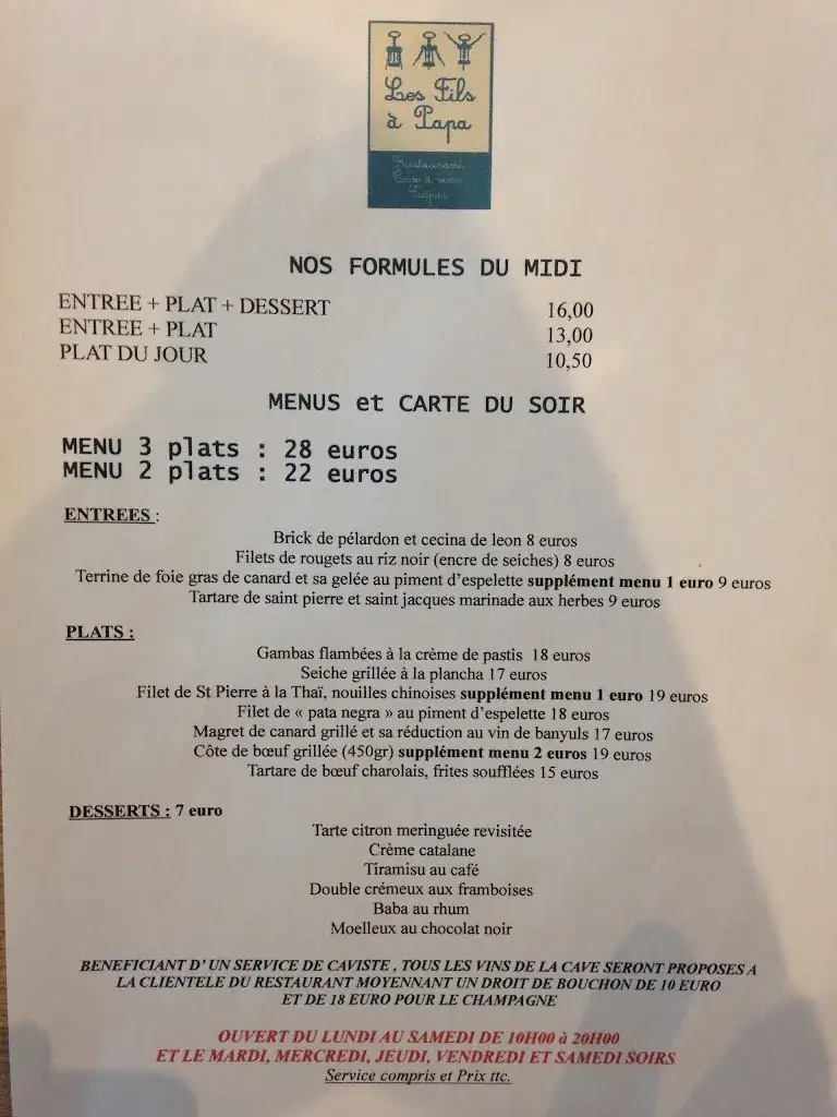 Menu_Les Fils à Papa - Restaurant Fabrègues_Fabrègues_image_3