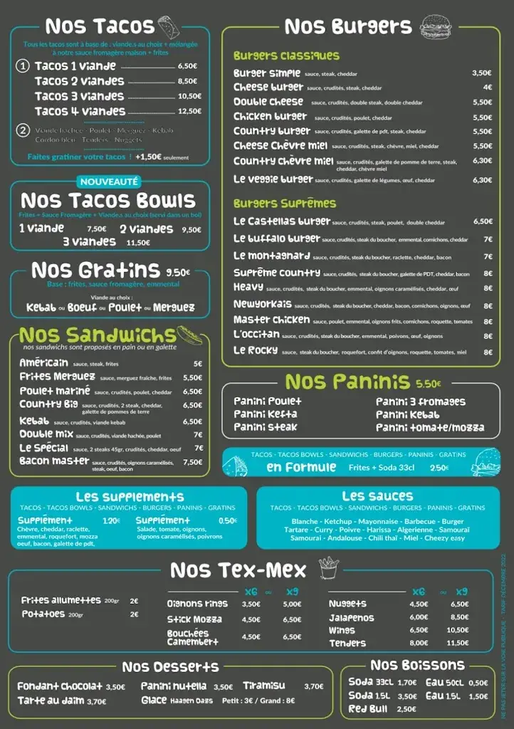 Menu_LE CASTELLAS FAST FOOD_Fabrègues_immagine_1