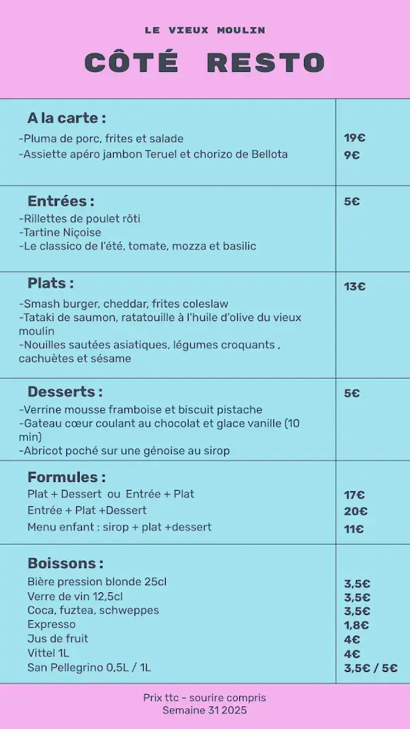 Menu_Côté Resto - Le Vieux Moulin_Lavérune_image_1