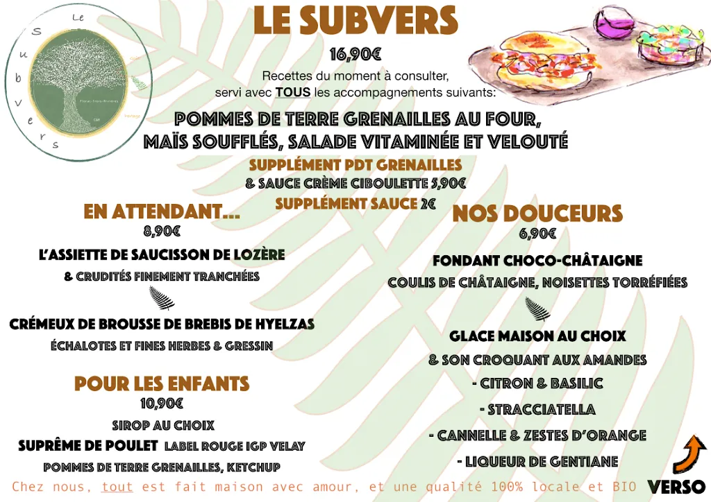 Menu_Restaurant Le Subvers_Rivières_image_1