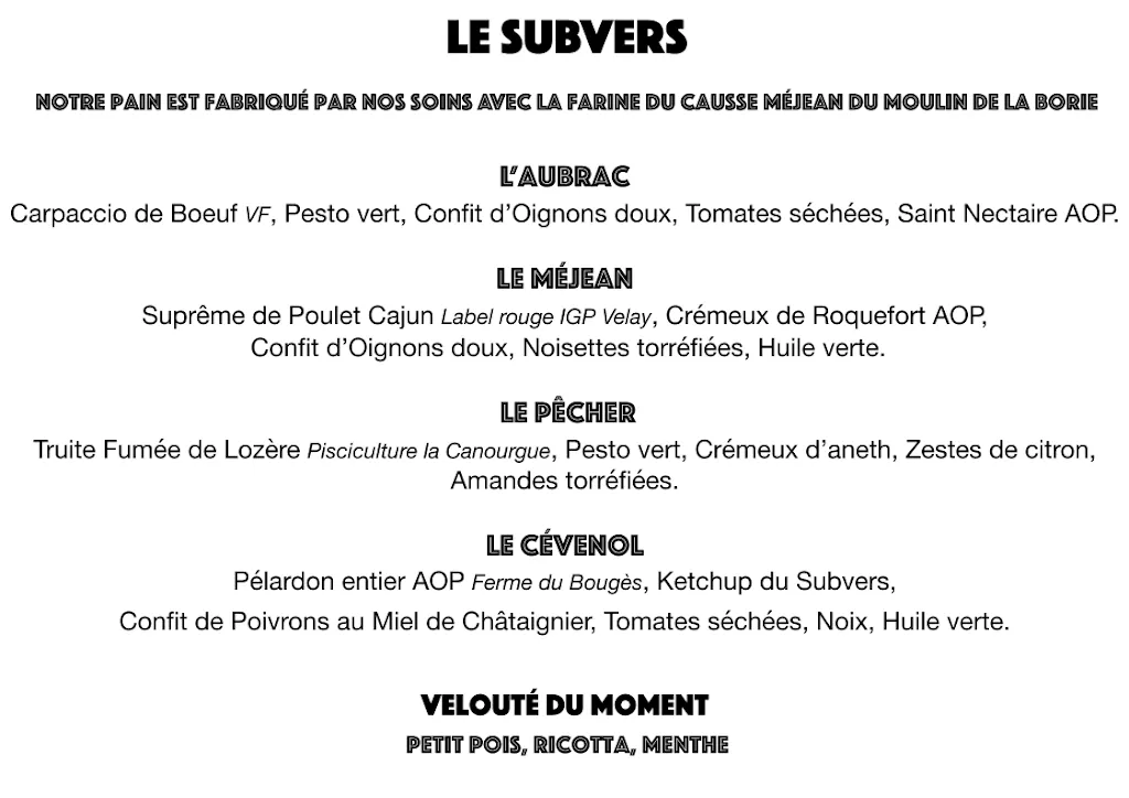 Menu_Restaurant Le Subvers_Rivières_image_4