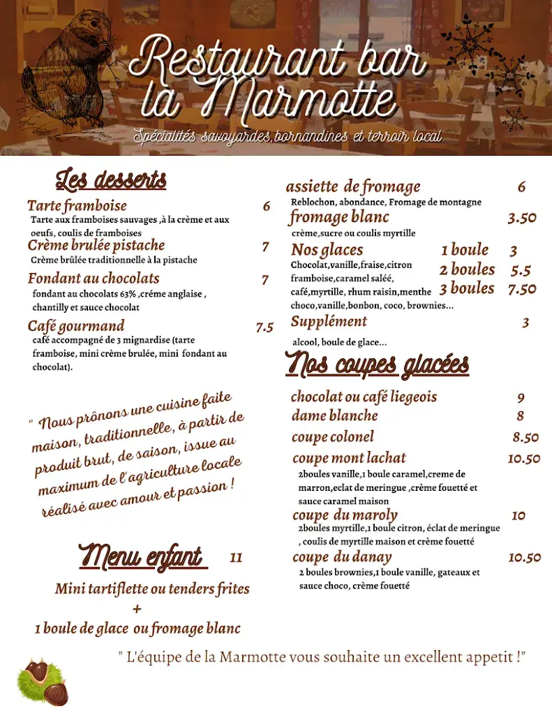 Menu_Restaurant La Marmotte_Grand-Bornand_image_1