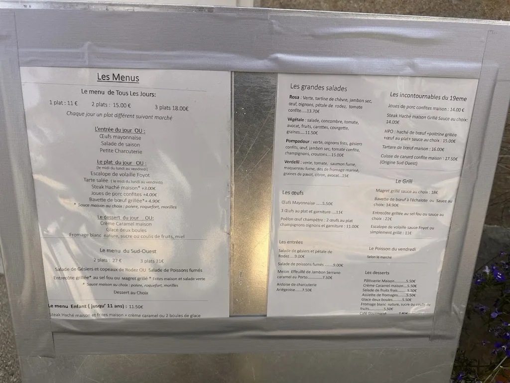 Menu_Restaurant Le XIX_Foix_image_1