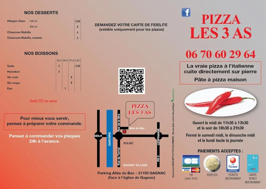 Pizza Les 3 As restaurant in Gagnac-sur-Garonne