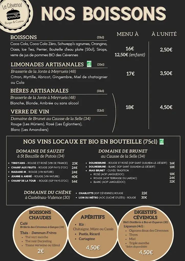 Menu_Restaurant Le Cévenol Burger et Cuisine_Ganges_image_2