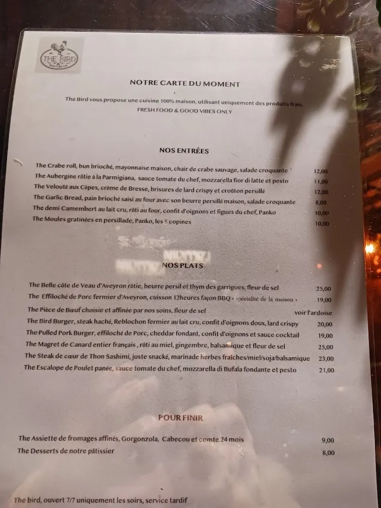 Menu_The Bird_Nîmes_image_4