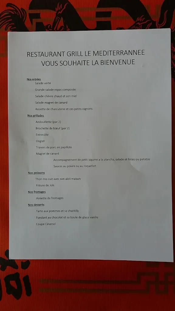 Menu_Restaurant le méditerranée_Plage_image_1