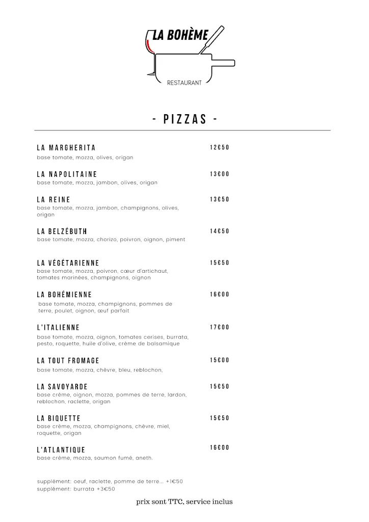 Menu_Restaurant La Bohème_Grand-Bornand_image_1
