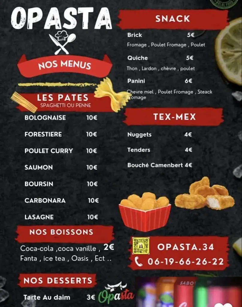 Menu_O’PASTA FRONTIGNAN 🇮🇹_Frontignan_image_1