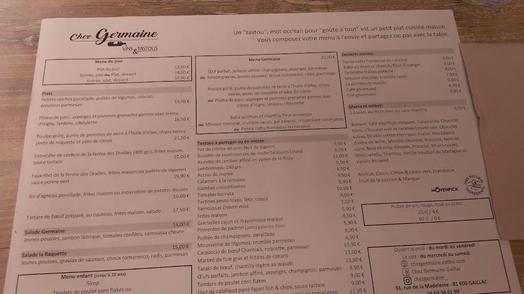 Menu_Chez Germaine_Gaillac_immagine_2