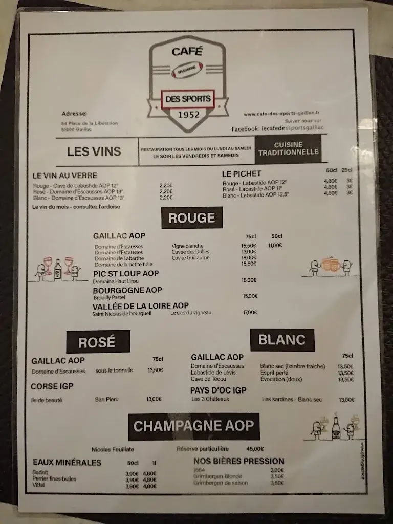 Menu_Brasserie-Café des Sports_Gaillac_image_2