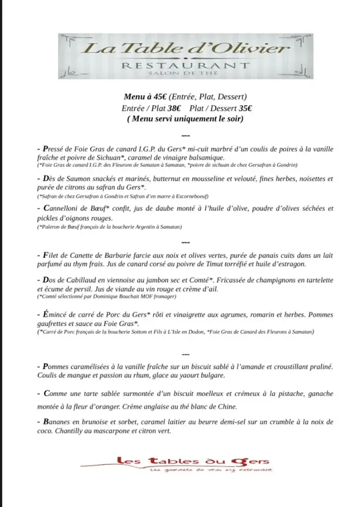 Menu_La Table D'Olivier_Samatan_image_1