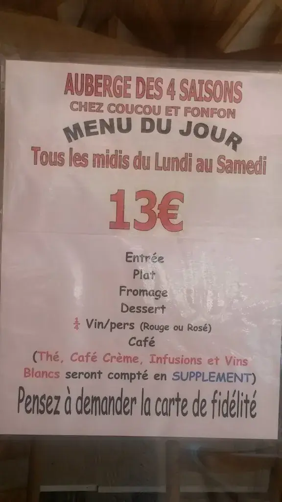 Menu_L'Auberge des 4 Saisons_Cornillon_image_2