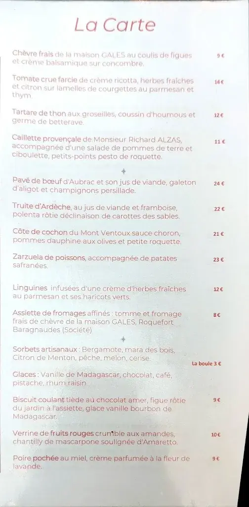 Menu_Logis hôtel Le Clos des Sullys_Montclus_image_3