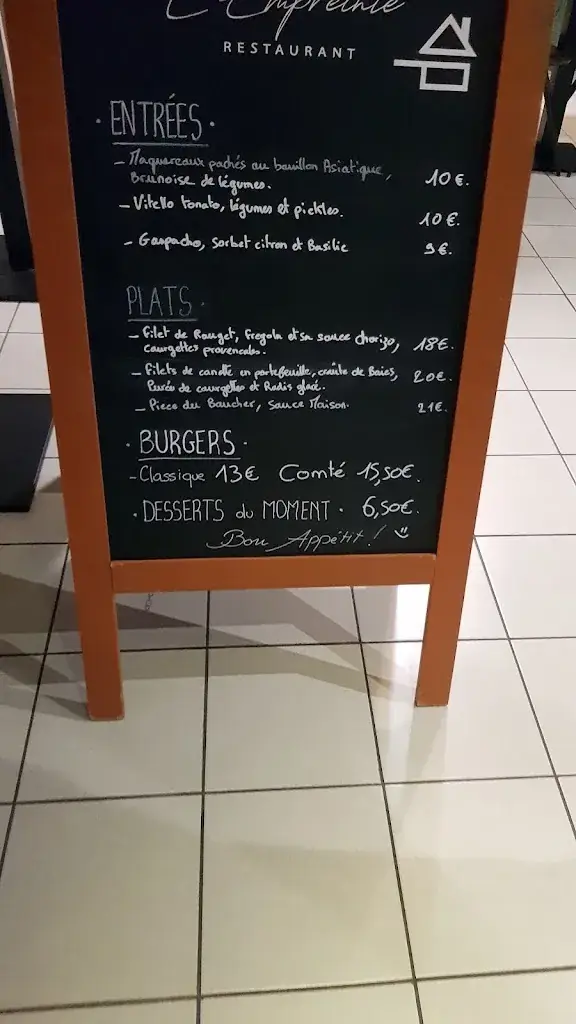 Menu_L'Empreinte Restaurant_Saint-André-d'Olérargues_image_2