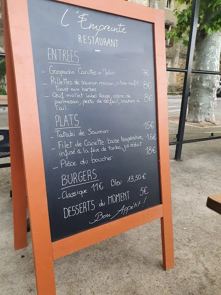 Menu_L'Empreinte Restaurant_Saint-André-d'Olérargues_image_4