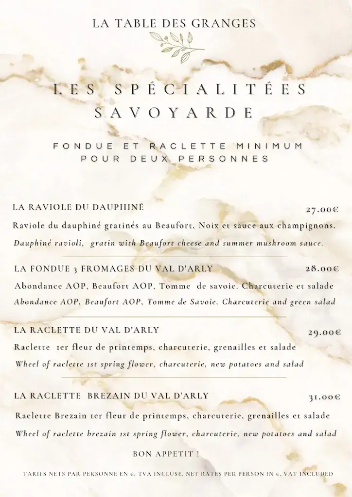 Menu_La Table des Granges_Houches_image_1