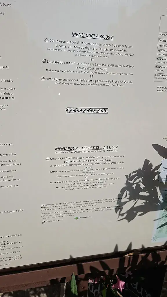 Menu_Hôtel Restaurant Le Bellevue_Rocamadour_image_2