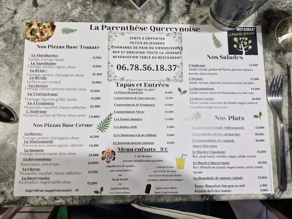Menu_Restaurant La Parenthèse Quercynoise - Thégra - Lot_Thégra_image_1