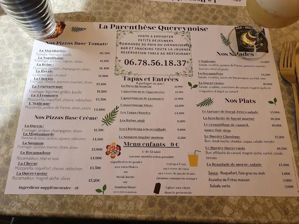 Menu_Restaurant La Parenthèse Quercynoise - Thégra - Lot_Thégra_image_3