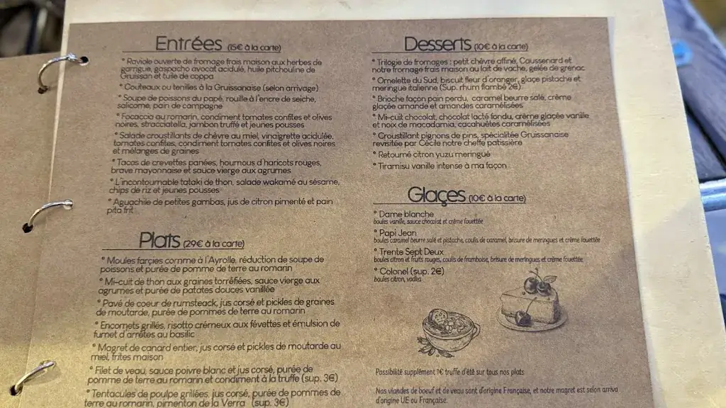 Menu_Restaurant les Chalets - Gruissan_Gruissan_image_1