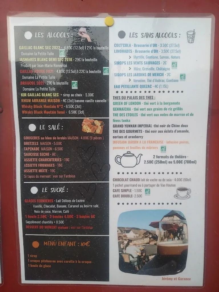 Menu_Le Moulin d'Auxillac : Restaurant (à 2 pas de la sortie de l'A75 !), bar, Hébergement. Au cœur d'un hameau de la Canourgue !_Canourgue_immagine_3