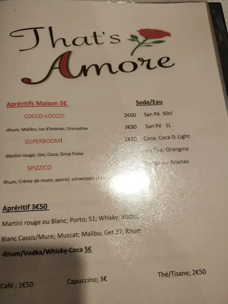 Menu_Pizzeria restaurant That's Amore_Calmette_immagine_1